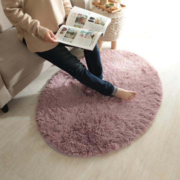 90x130cm シフォン (楕円形) PU オールドローズ 洗える すべり止め オールシーズン ウ...