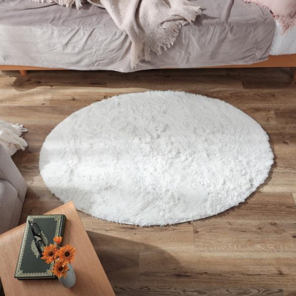 90x130cm シフォン (楕円形) IV スノー 洗える すべり止め オールシーズン ウレタン ...