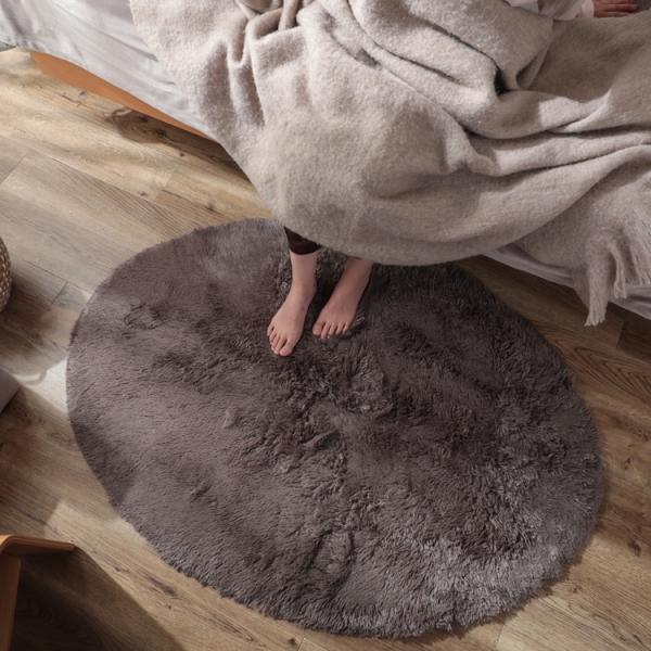 90x130cm シフォン (楕円形) GBE グレージュ 洗える すべり止め オールシーズン ウレ...