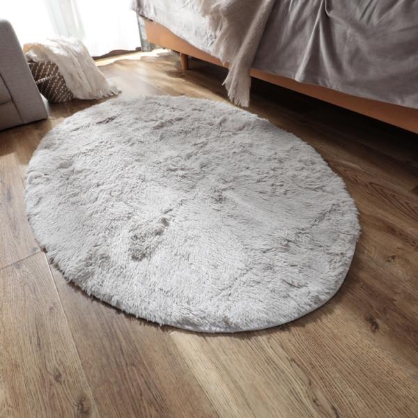90x130cm シフォン (楕円形) LGY ライトグレー 洗える すべり止め オールシーズン ウ...