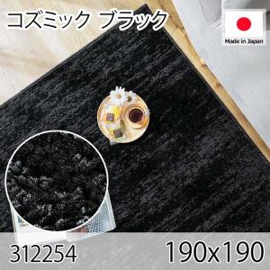 コズミック ブラック 190x190 ラグ マット リビングラグ 防音 防炎 防ダニ 抗菌 防臭 日本製 オールシーズン おしゃれ ホットカーペット 床暖房 高級感｜commitand