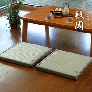 送料無料 PO織込座布団 水拭き 拭ける クッション 座布団 ざぶとん 祇園 グリーン 約55×55×H5cm フロアクッション 和室 シンプル モダン 飲食店 旅館 敬老の日｜commitand
