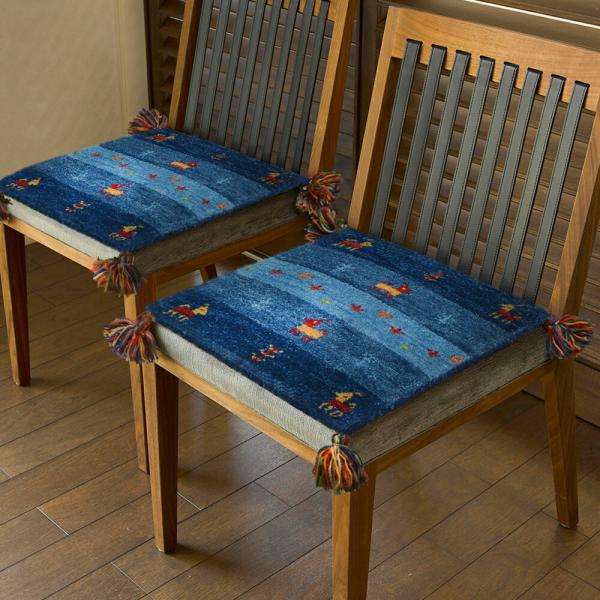 ギャッベ チェアパッド GABBEH 約40×40cm おしゃれ かわいい フリンジ 厚み約2cm ...