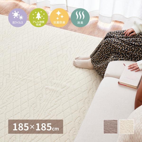 タフトラグ アンディ 約185×185cm 正方形 抗ウイルス アレル物質低減 消臭 抗菌防臭 ホッ...