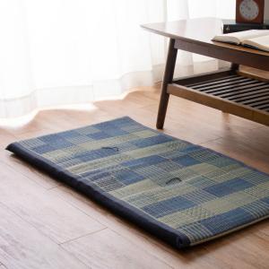 い草長座布団 デニムパッチ 約50×100cm 長座布団 クッション 座布団 ざぶとん 和室 シンプル モダン 飲食店 旅館 敬老の日｜commitand