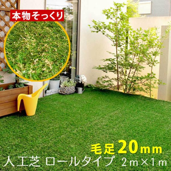 人工芝 ロール（芝丈20mm）幅１×長さ2m ロールタイプ リアル 屋上緑化 屋外 グリーンターフ ...