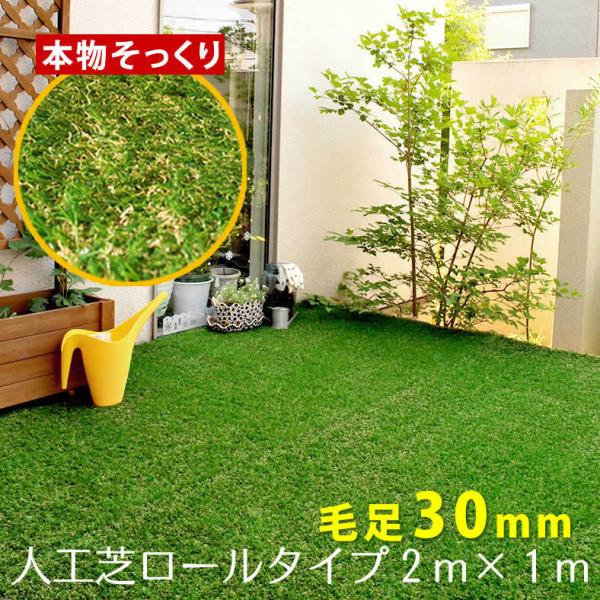 人工芝 ロール（芝丈30mm）幅1m×長さ2m ロールタイプ リアル 屋上緑化 屋外 グリーンターフ...