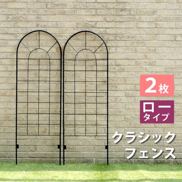フェンス クラシックフェンス ロータイプ（2枚組） アイアン ガーデンフェンス 枠 柵 仕切り 目隠...