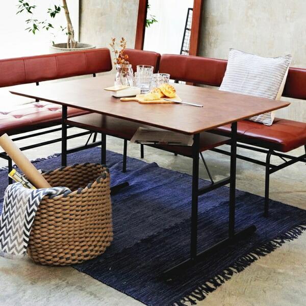 ダイニングテーブル 4人掛け 高さ調節 幅120cm 4人用 棚付き 4P 食卓テーブル 机 収納 ...