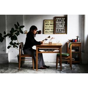 ダイニングテーブル 2人用 75cm 正方形 木製 食卓テーブル 食卓机 机 食事 レトロ 木目 ナ...