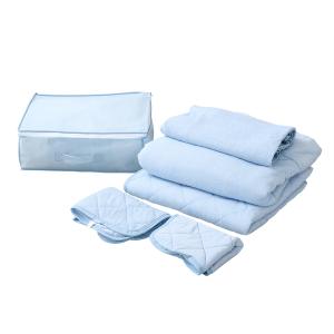 接触冷感 寝具 夏 ひんやり クール寝具 洗える 布団 6点 セット シングル ブルー 敷きパッド  掛け布団 タオルケット 枕 パッド 洗濯 可 夏用｜commitand