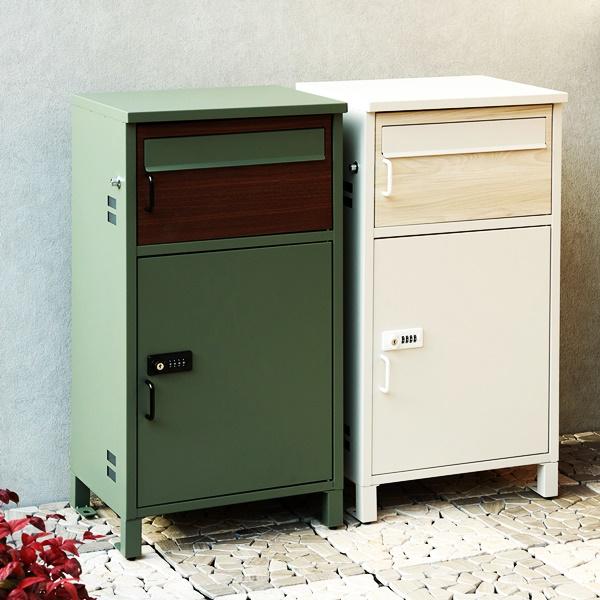 宅配ボックス付ポスト 郵便ポスト おしゃれ スタンドポスト 宅配ボックス 郵便受け 北欧 レトロ モ...