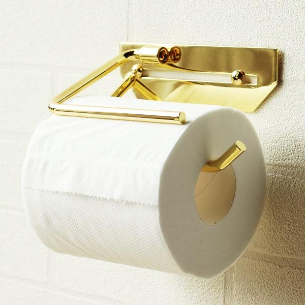 トイレットペーパーホルダー 真鍮 シングル おしゃれ 北欧 アンティーク ゴールド 金色 カバー 高...