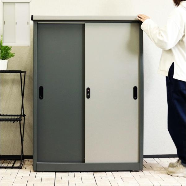 物置 屋外用 中型 鍵付き 幅90cm 高さ125cm ラージ Ave-アーヴェ- グレー/ホワイト...