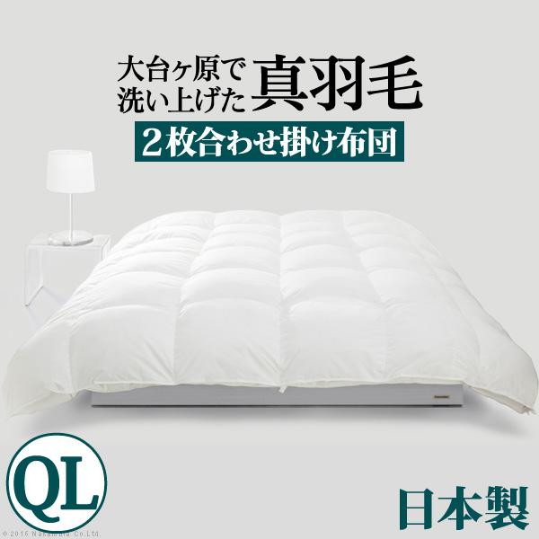 羽毛布団 クイーン スペイン産ホワイトダック 成熟羽毛寝具シリーズ 〔真羽毛〕 2枚合わせ掛け布団 ...