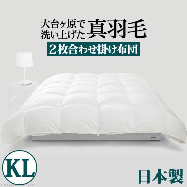 羽毛布団 キングサイズ スペイン産ホワイトダック 成熟羽毛寝具シリーズ 〔真羽毛〕 2枚合わせ掛け布...