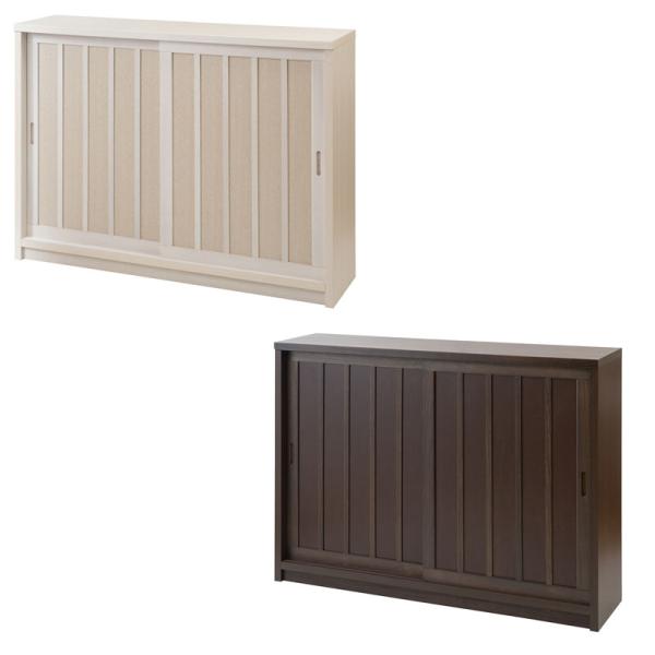 【Tatis】 幅120.5 奥行30 高さ86.5 天然木桐材の格子引戸キャビネット カウンター下...