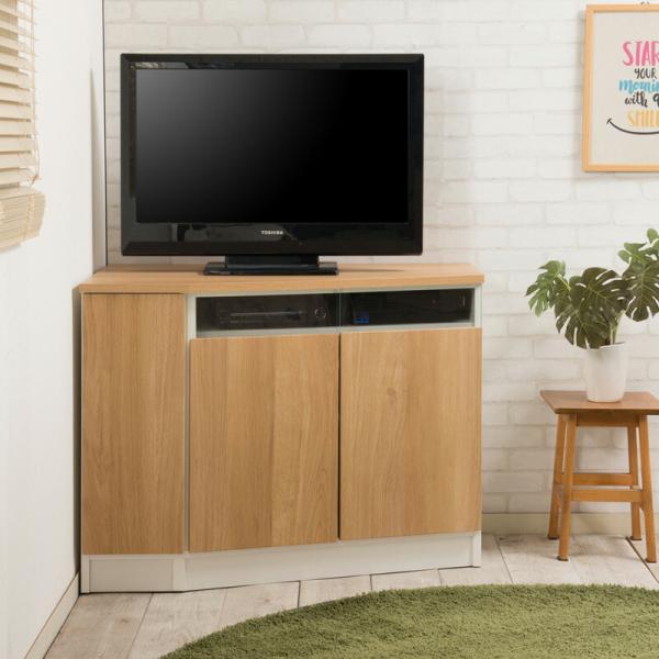 コーナーテレビボード 左壁付けタイプ 幅99.5cm テレビ台 テレビラック テレビボード 日本製 ...