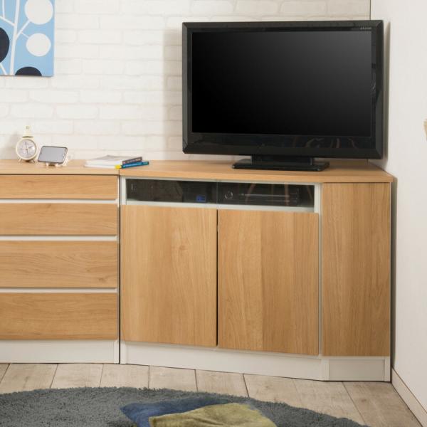 コーナーテレビボード 右壁付けタイプ 幅99.5cm 日本製 ナチュラル テレビ台 テレビラック テ...
