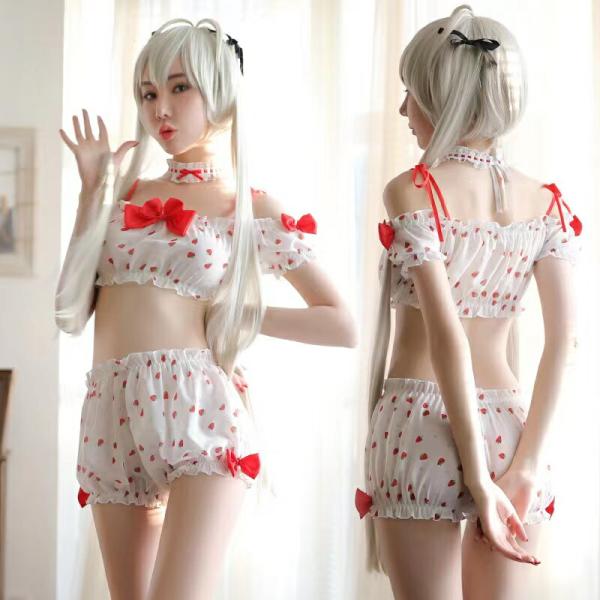 苺柄 トップとパンツセット セクシーランジェリー セクシー女性下着 透け透け 過激 大人 女性 レデ...