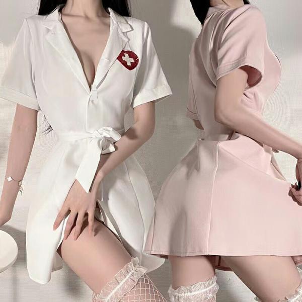 前開きボタン ナース服 コスプレ衣装 ハロウィン 過激 大人 女性 レディース エロい服 コスプレ ...