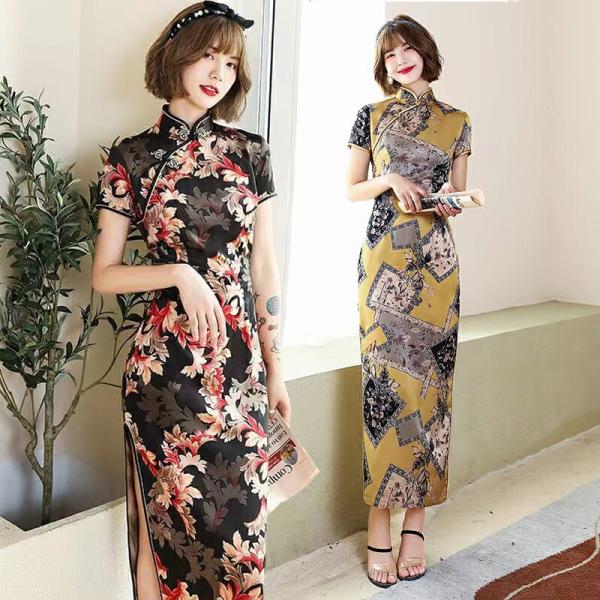 半袖 ロング丈 チャイナドレス コスプレ衣装 女性 チャイナ服 セクシー コスチューム 仮装 レディ...