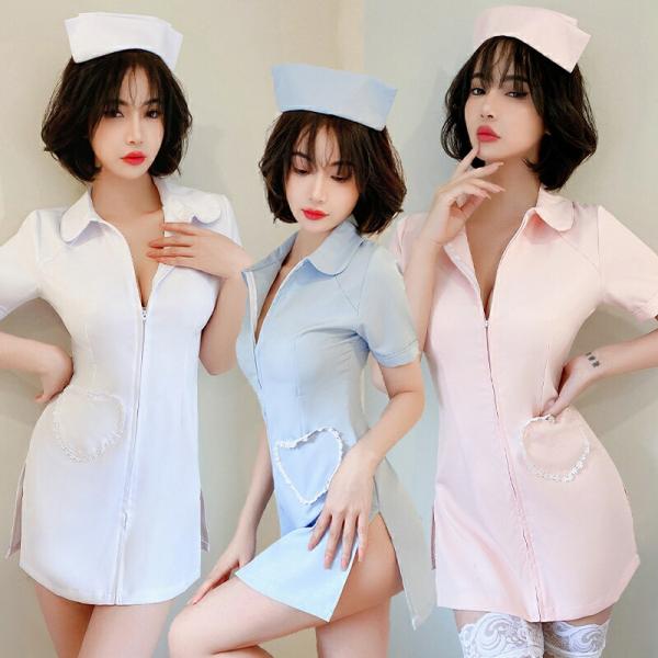 ハートポケット ナース服 コスプレ衣装 ハロウィン 過激 大人 女性 レディース エロい服 コスプレ...