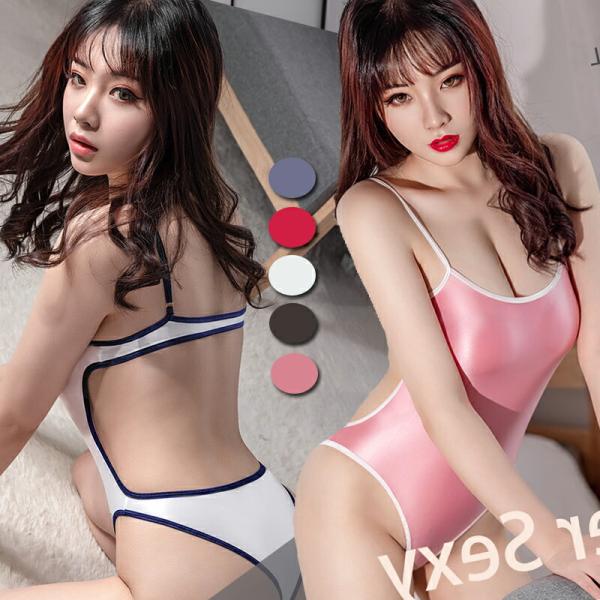 光沢感 スクール水着風 レオタード コスプレ衣装 ランジェリー エロ ハイレグ 過激 大人 女性 レ...