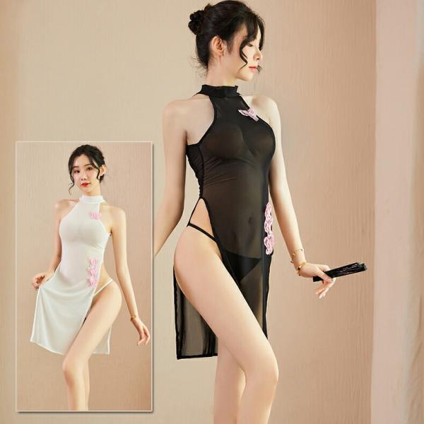 ピンク色蝶々 ベビードール＆Tバック ランジェリー 透け透け セクシー コスチューム 仮装 レディー...