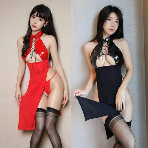 ロング丈 ボンテージ風 ベビードール ランジェリー セクシー コスチューム 仮装 レディース かわい...