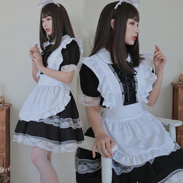 2層レース メイド服 コスプレ衣装 エロ 過激 大人 女性 レディース セクシー【5415】