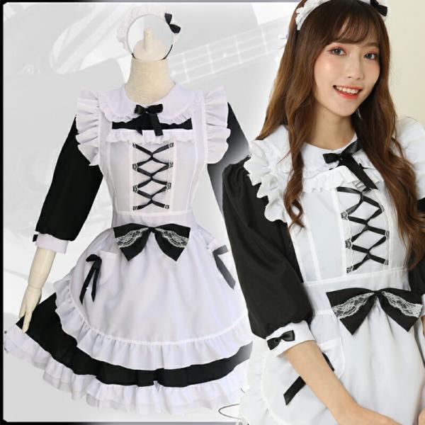 前編み上げ メイド服 ゴスロリ ロリータ コスプレ衣装 エロ 過激 大人 女性 レディース セクシー...