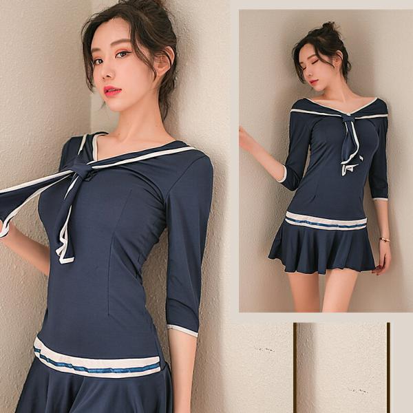紺色 ワンピース セーラー服 コスプレ衣装 エロ 過激 大人 女性 レディース セクシー【7351】