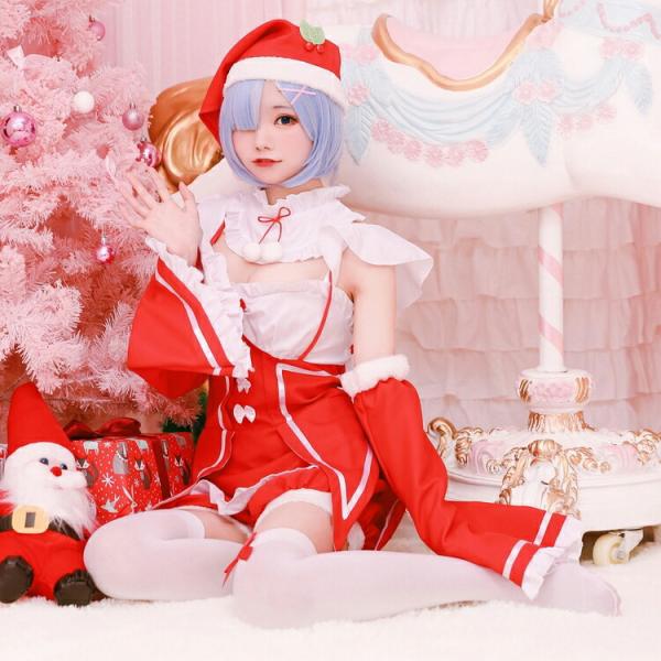 サンタ帽子付き 巫女 アイドル風 コスプレ衣装 クリスマス ハロウィン ハロウィーン エロ 過激 大...