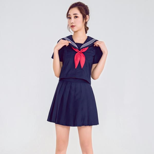 紺色 半袖 JK学生制服 セーラー服 コスプレ衣装 エロ 過激 大人 女性 レディース セクシー【6...