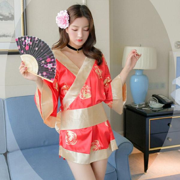 イエロー セクシー着物ドレス コスプレ衣装 過激 大人 女性 レディース セクシー 【3036】