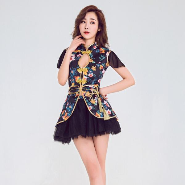 パニエ付き チャイナドレス風 コスプレ 衣装 チャイナ服 セクシー コスチューム 仮装 レディース ...