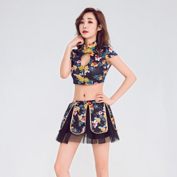 上下セット チャイナドレス風 コスプレ 衣装 チャイナ服 セクシー コスチューム 仮装 レディース ...