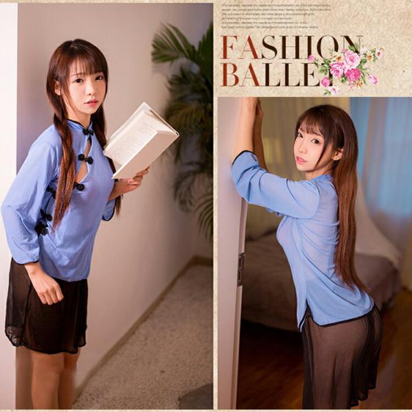 水色 チャイナ風 トップス スカート セクシー女性下着 ランジェリー コスプレ衣装 チャイナ服 透け...