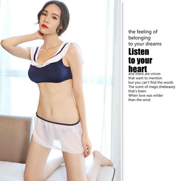 紺白 ブラショーツセット セクシースクール水着 コスプレ衣装 過激 スク水 エロ スイミング セクシ...