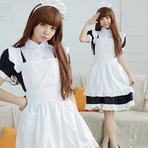ロング丈 黒 メイド服 コスプレ衣装 ハロウィン衣装 エロ 過激 大人 女性 レディース セクシー ...