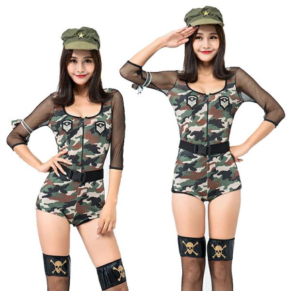 迷彩柄 アーミー 網袖 婦人警官 ポリス コスプレ衣装 ハロウィン ハロウィーン エロ 過激 大人 ...