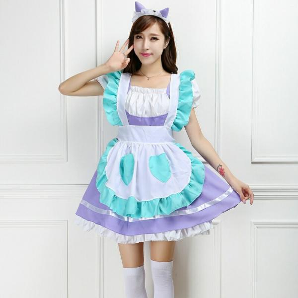 紫エプロン メイド服 コスプレ衣装 ハロウィン衣装 エロ 過激 大人 女性 レディース セクシー 【...