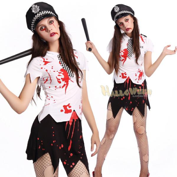 ホラー系 血まみれ ポリス コスプレ衣装 ハロウィン ハロウィーン エロ 過激 大人 女性 レディー...