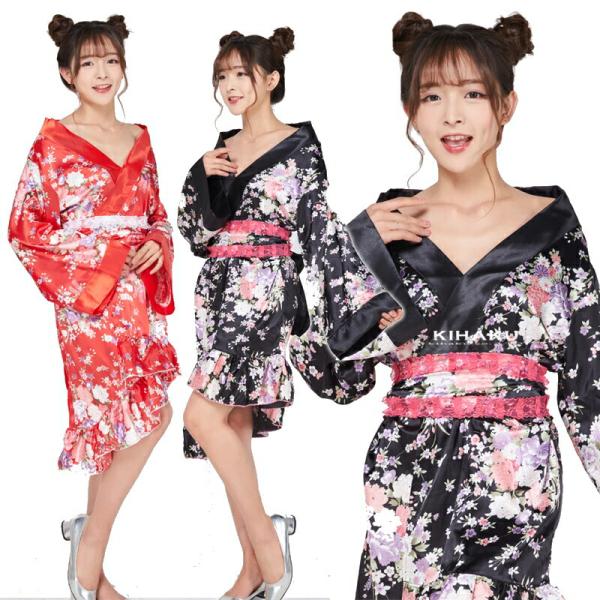 フリル裾 着物ドレス コスプレ衣装 過激 大人 女性 レディース セクシー 【4094】