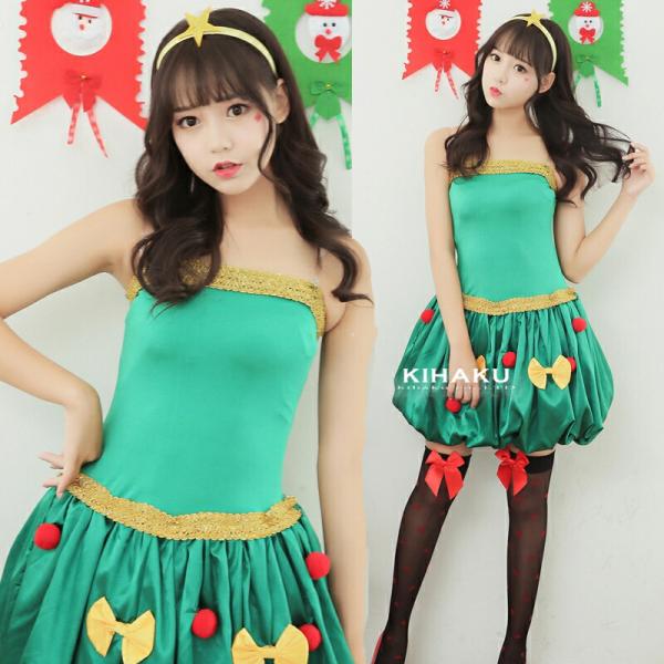 緑 サンタコスチューム クリスマス コスプレ衣装 女性 セクシー コスチューム 仮装 レディース か...