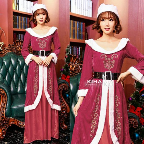ロング丈女王ドレス サンタコスチューム クリスマス コスプレ衣装 女性 セクシー コスチューム 仮装...