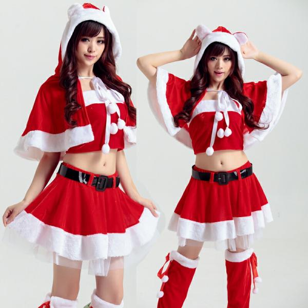 ネコ耳ケープ サンタコスチューム クリスマス コスプレ衣装 女性 セクシー コスチューム 仮装 レデ...