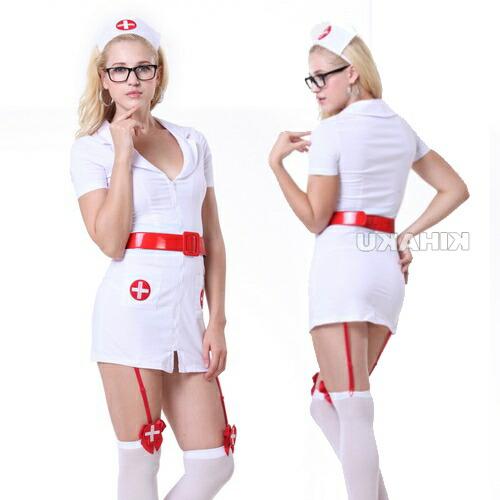 ガーターベルト付き ナース服 コスプレ衣装 ハロウィン 過激 大人 女性 レディース エロい服 コス...