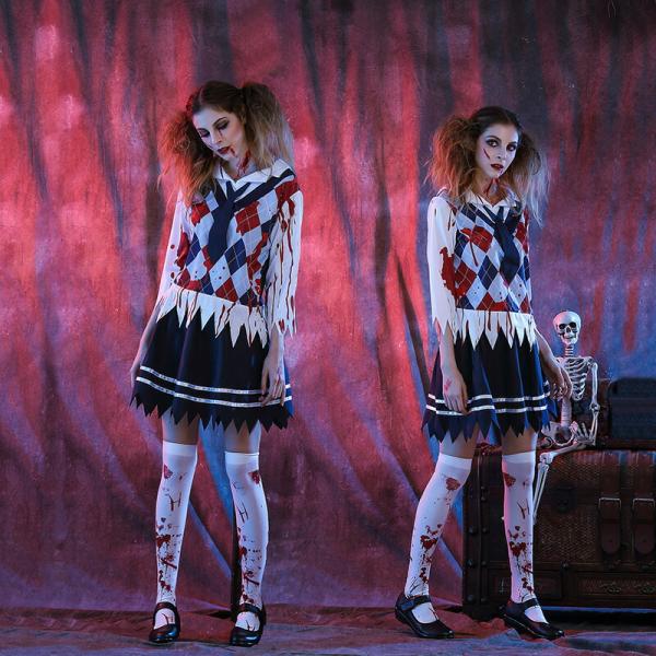 血まみれ 学生服 ゾンビ ホラー系 コスプレ ハロウィン衣装 過激 大人 女性 レディース エロい服...